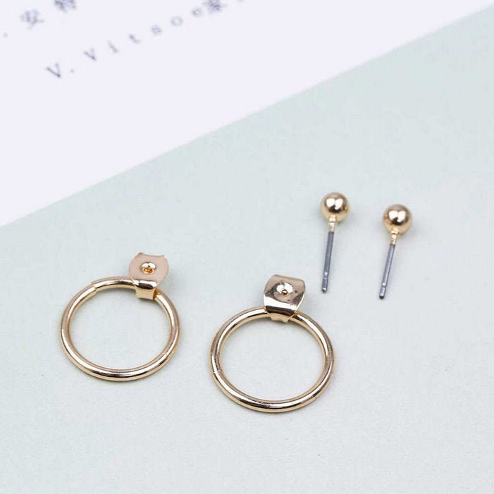 Ear Jacket Minimalist Circle Stud Earrings Double Sided - Etsy