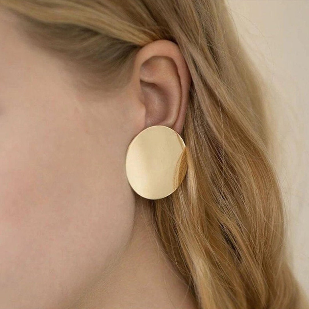 Celine Large Gold Hoop Earrings - Handcrafted Minimalist Design – Mamour  Paris