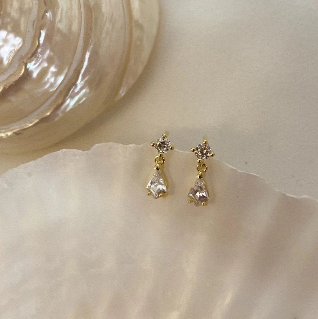925 Sterling Silver Japanese Water Drop Crystal Earrings, Bridesmaid ...