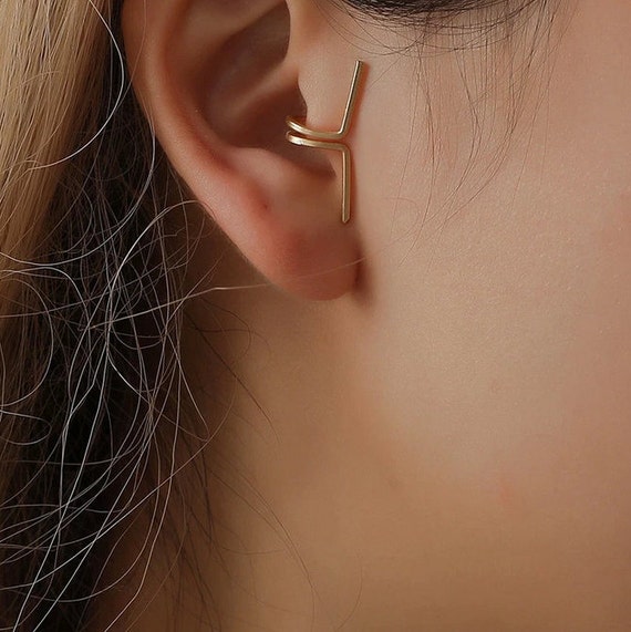 Fake Cartilage Earrings Cuff Hoops Single Loop - Hand Stamped Trinkets