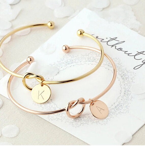 Tie the Knot Bracelet Personalized Initial Bridesmaid Gift Name