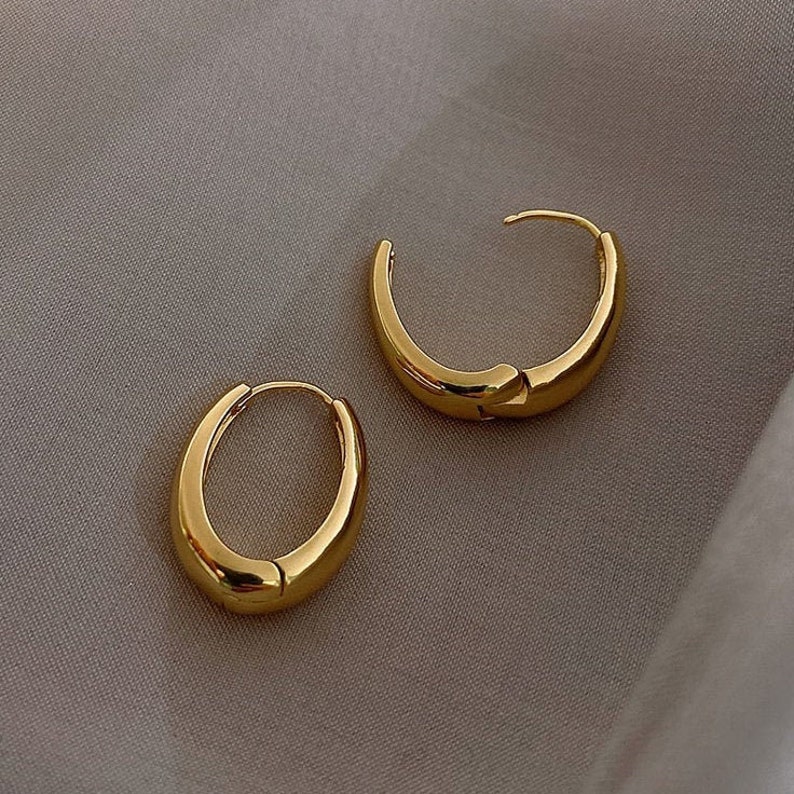 Oval Gold Hoop Earrings Teardrop Hoop Earrings Copper Gold - Etsy