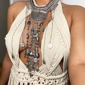 Tulum style Boho handmade bespoke macrame dress afro inspo hippie summer beach dress