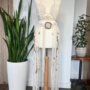 Festival macrame dress  summer beach dress burning man style outfit handmade festival outfit macrame set
