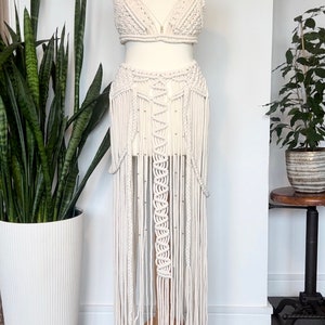 Festival macrame dress  summer beach dress burning man style outfit handmade festival outfit macrame set