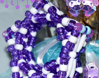 Purple Kawaii Star Shaped Kandi Cuff, Scenecore Ravewear Kandi Bracelet