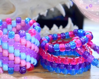 Bisexual Pride Kandi Cuff Set, Scenecore LGBTQ Pride Kandi Bracelets