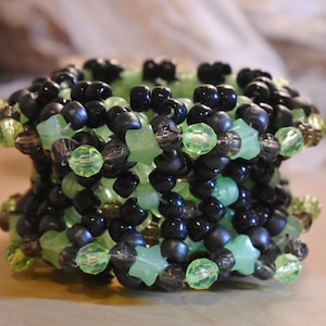 Groen en zwarte kawaii Scenecore Kandi-manchet