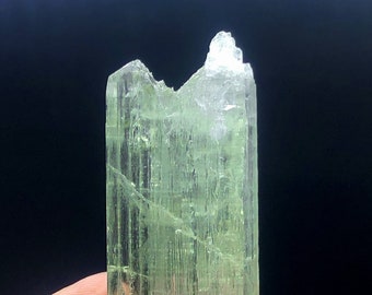 Green Kunzite Crystal Specimen: Raw Mountain Shape from Afghanistan