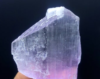 Terminated Bi-Color Kunzite Crystal: Raw Green Kunzite Stone from Afghanistan (40 Gm)