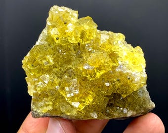 Iron Oxide Yellow Fluorite Crystal from Spain - 102 Gram