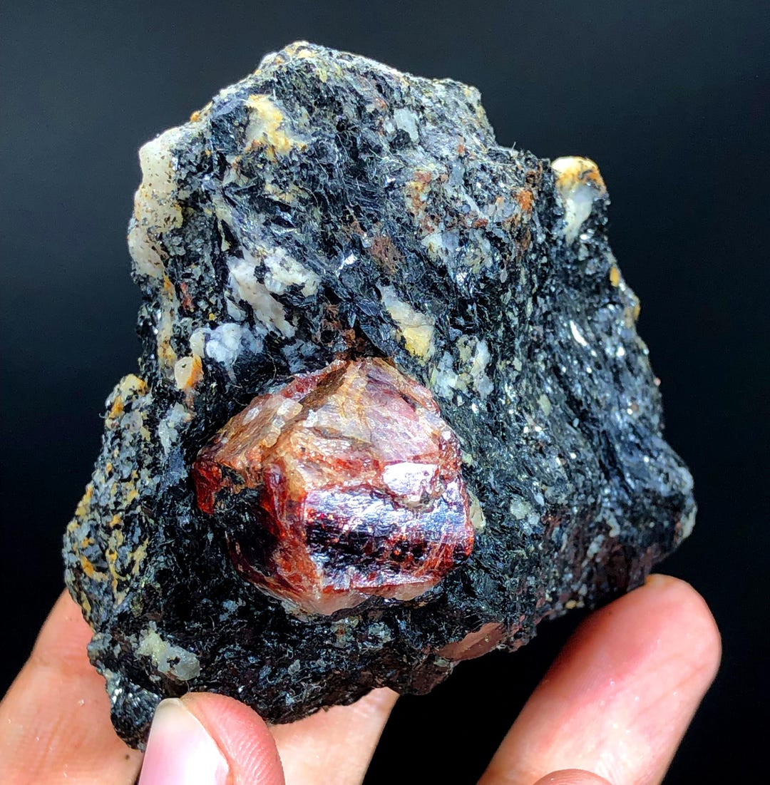 Natural Blood Red Zircon Crystal on Matrix, Raw Mineral Specimen (242 ...