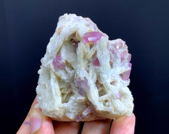 Pink Tourmaline Crystals On Albite From Afghanistan - 110 Gram