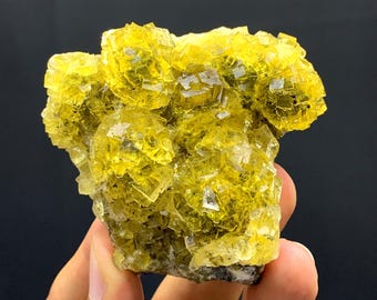 Iron Oxide Yellow Fluorite Crystal from Spain 124 Gram