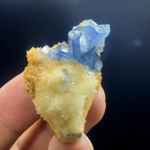 Blue Celestine Crystal With Calcite, Natural Celestine, Terminated Celestine Cluster, Mineral Specimen From Baghdis, Afghanistan - 83.25 Cts