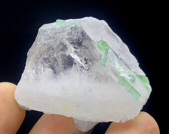 Rosa Morganit Kristall mit grüner Turmalin Stufe, Mineralstoff aus Afghanistan ( 50 Gm )