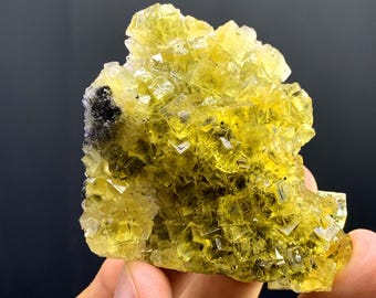 Iron Oxide Yellow Fluorite Crystal from Spain - 68 Gram