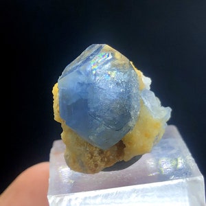 Blue Celestine Crystal With Calcite, Natural Celestine, Mineral Specimen From Baghdis, Afghanistan - 63.05 Cts