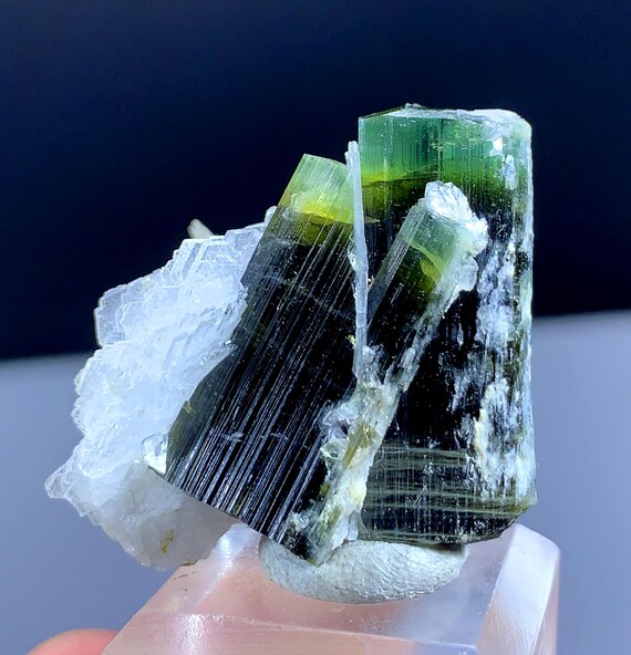 Green Cap Tourmaline Crystal With Albite From Pakistan - 20 Gram
