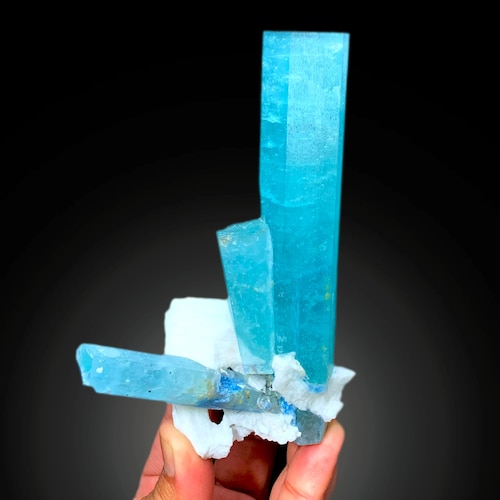 雲母付きアクアマリン原石　ベリル 雲母共生 アクアマリン原石 207g 天然石販売 名取貴石