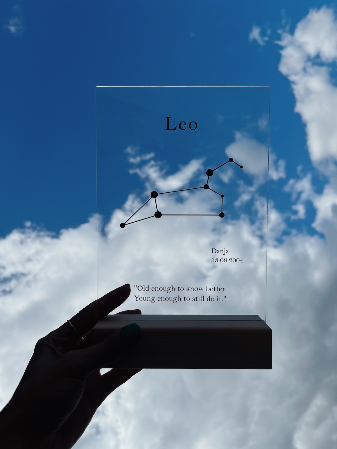 Personalized Zodiac Sign Plaque With Wooden Stand Custom Zodiac Sign