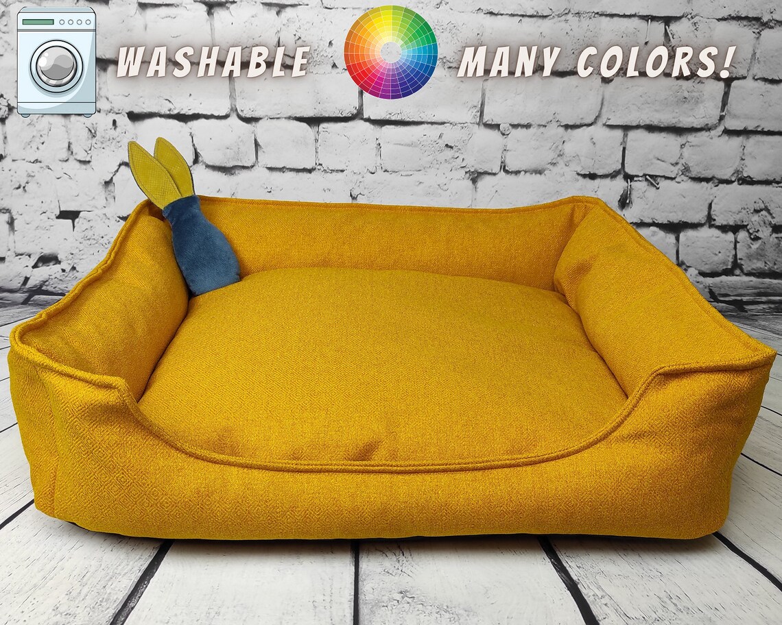 Yellow Dog bed with removable cover bright dog nest sunshine Etsy