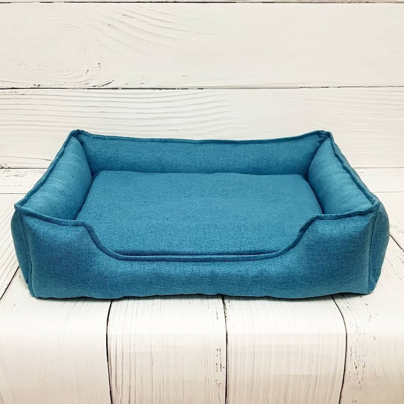 washable dog bed for small and big dogs Gift for dog owner xxs-xxl size mat for dog Blue pet bed with removable cover dog furniture