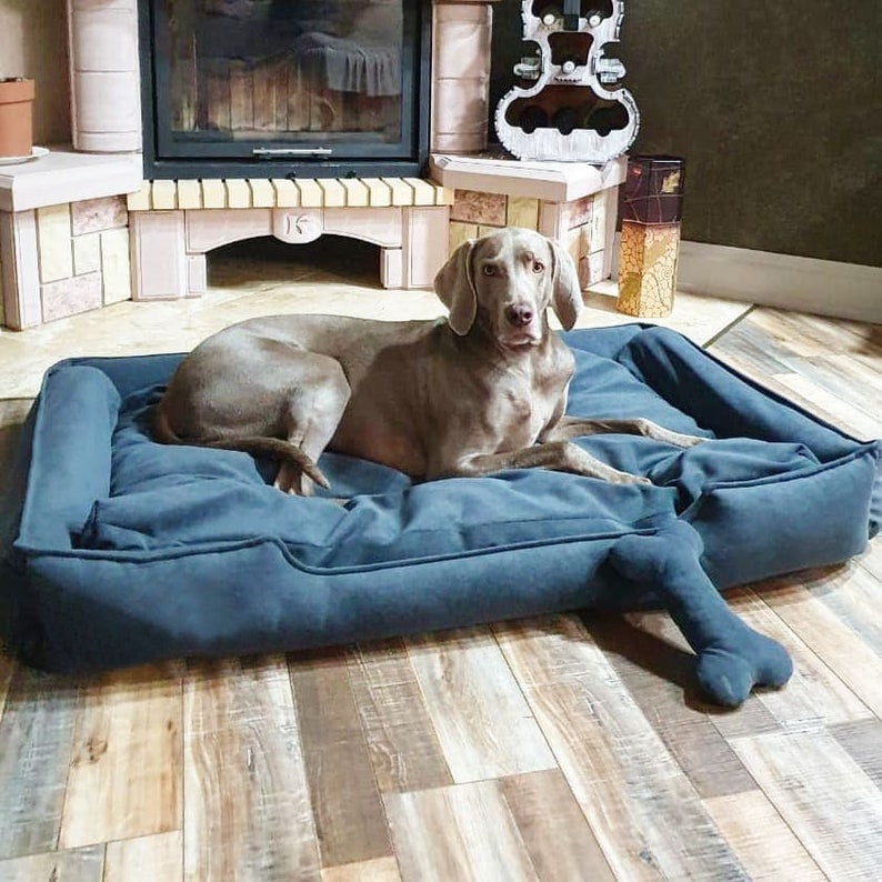 washable dog bed for small and big dogs Gift for dog owner xxs-xxl size mat for dog Blue pet bed with removable cover dog furniture