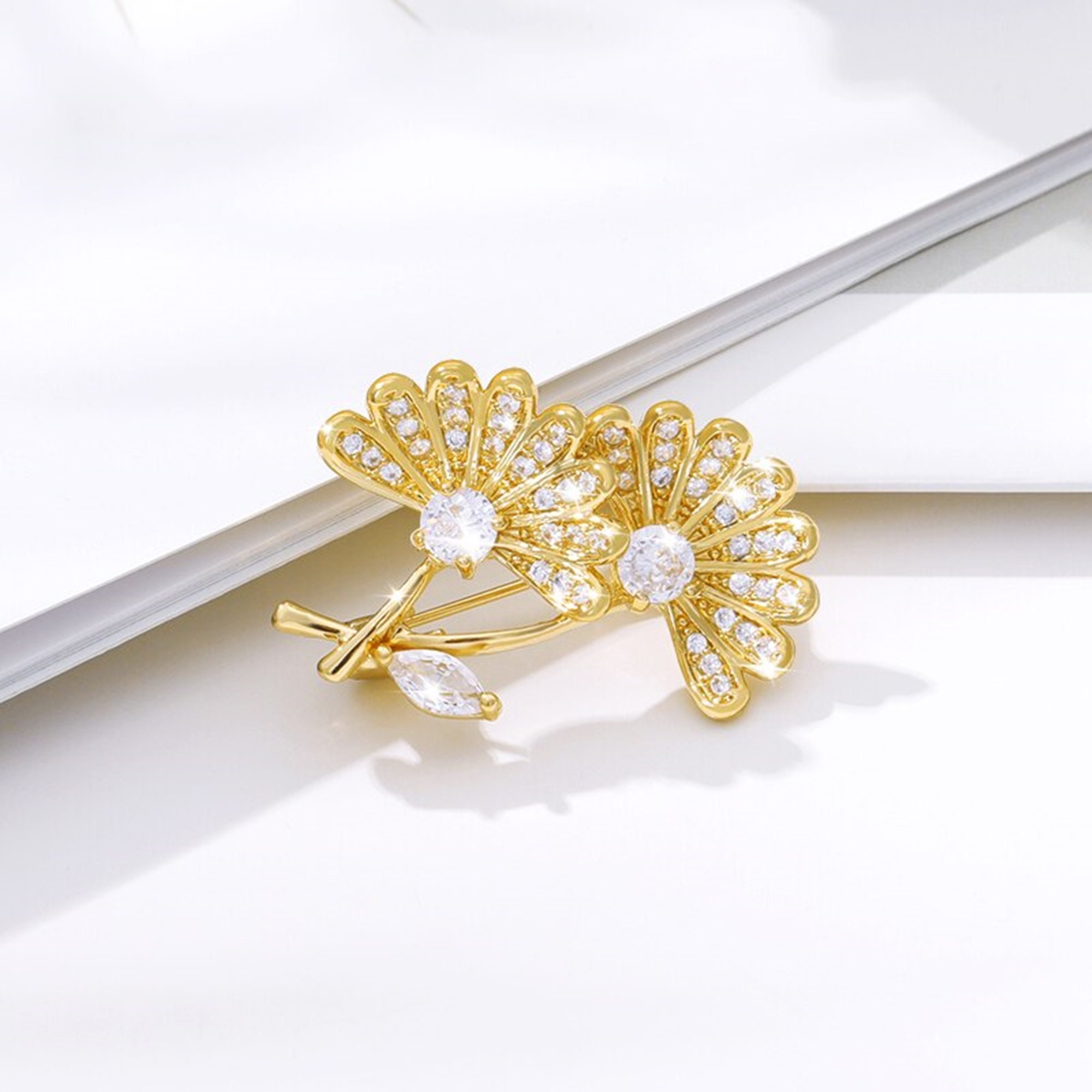 Luxury Crystal Rhinestone Brooches For Women Zircon Flower Etsy