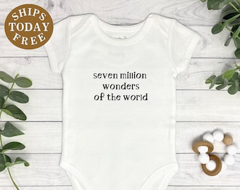 Seven (Million) Wonders Of The World Baby Onesie®, World Traveler Baby Onesie®, Travel Pregnancy Announcement Onesie®, Cute Baby Shower Gift