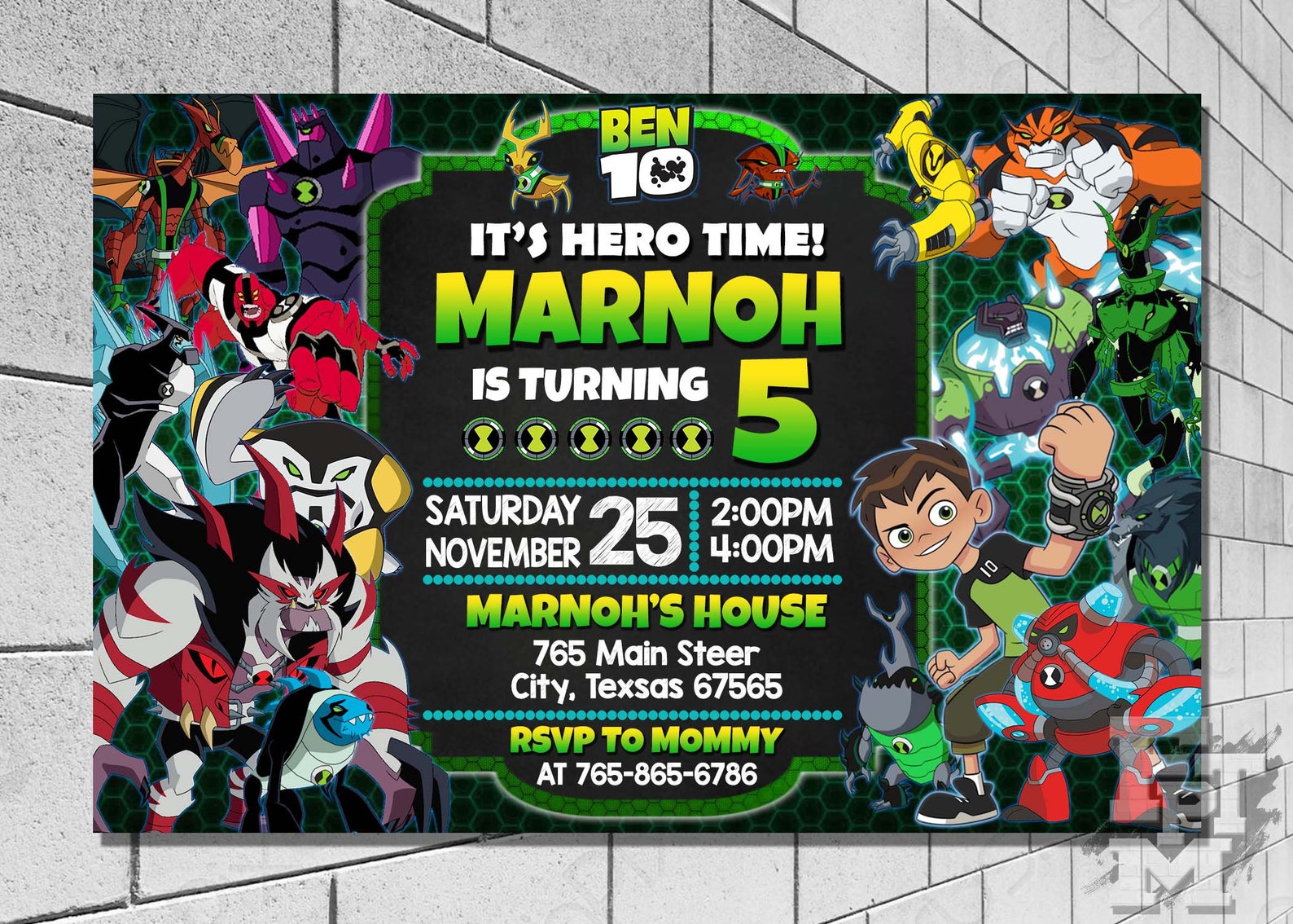 Ben Ten Birthday Invitation ben 10 Birthday Card Invitation | Etsy