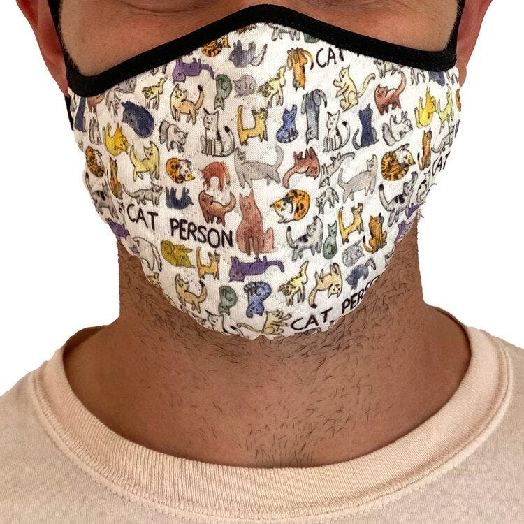Cat Person Mask Men Face Mask Men Face Cover Cat Design Etsy