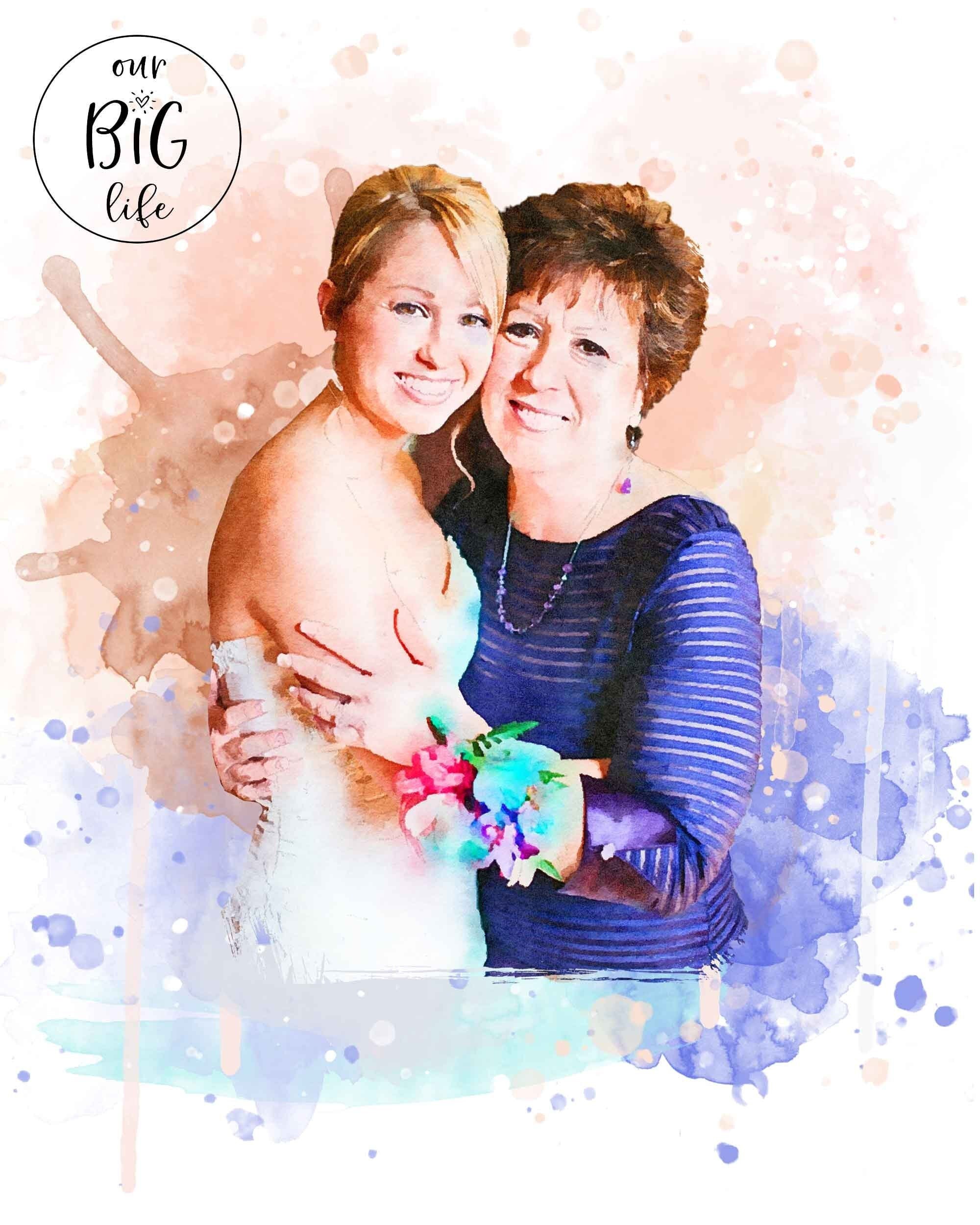 Custom Mother Daughter Portrait Mothers Day Gift Painting | Etsy