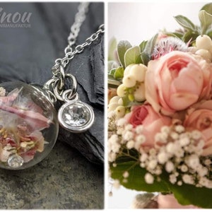 Glass vial filled with your own flowers of your bridal bouquet, wedding, keepsake, flower decoration