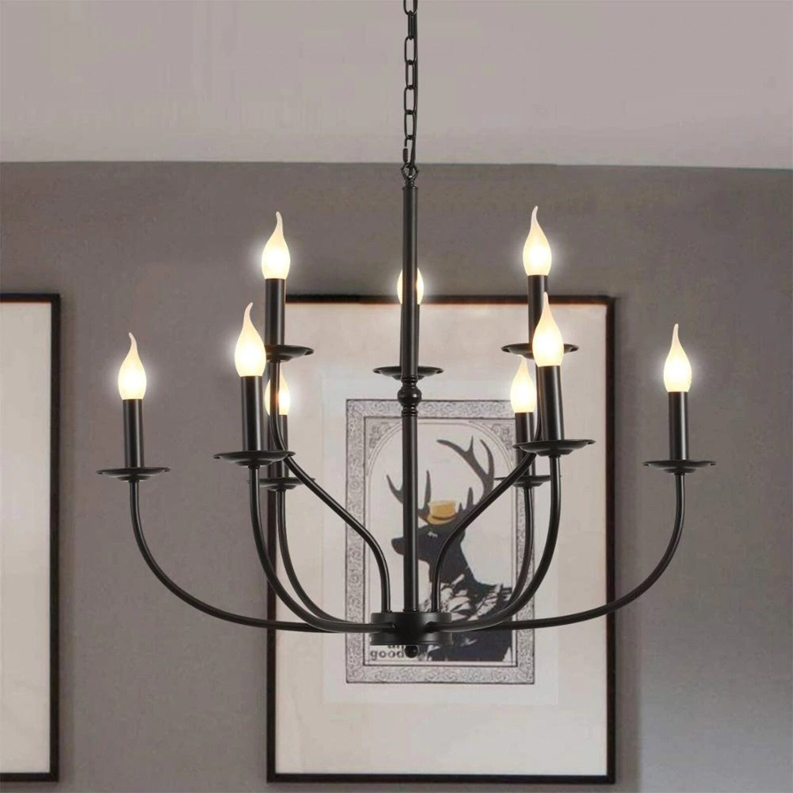 Black candlesticktype chandelier Etsy