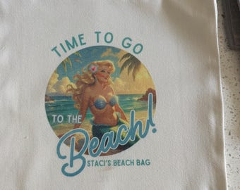 Mermaid Beach Canvas Tote Bag, USA Made