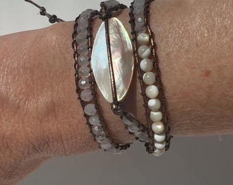 Mother of Pearl and Natural Rose Quartz bracelet