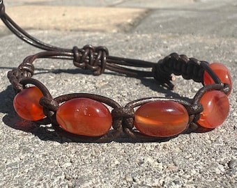 natural carnelian beaded bracelet
