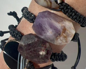Single bracelet choose one. Cherry Blossom Agate, Amethyst, Striped Agate, Red Tourmaline