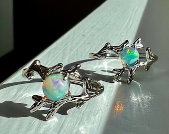 Ethiopian Opal Ring; Crystal Ring; Adjustable Opal Ring; Natural Opal Ring; Unique Silver Gemstone Ring; Libra Gemstone Ring