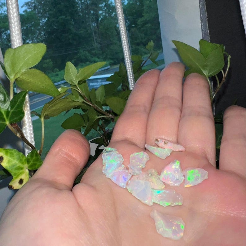 Ethiopian Opal Stud Earrings; Natural Rough Opal Earrings; October Birthstone Earring; Raw Opal Jewelry image 5