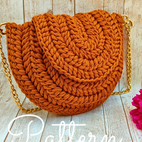 Crochet purse pattern Crochet bag pattern  Half Moon bag Half circle bag Herringbone bag Crossbody pattern Shoulder bag pattern Round bag