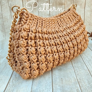 Padrão de bolsa de crochê (PDF + vídeo): Padrão de bolsa transversal de uma peça, Padrão de bolsa de crochê, Padrão de bolsa de ombro, Bolsa de mão, Como fazer bolsa