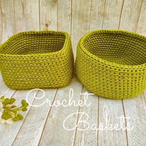 Round&Square casket crochet pattern Round basket Crocheted basket Storage basket Rope basket Bathroom storage Crochet bowl/box pattern