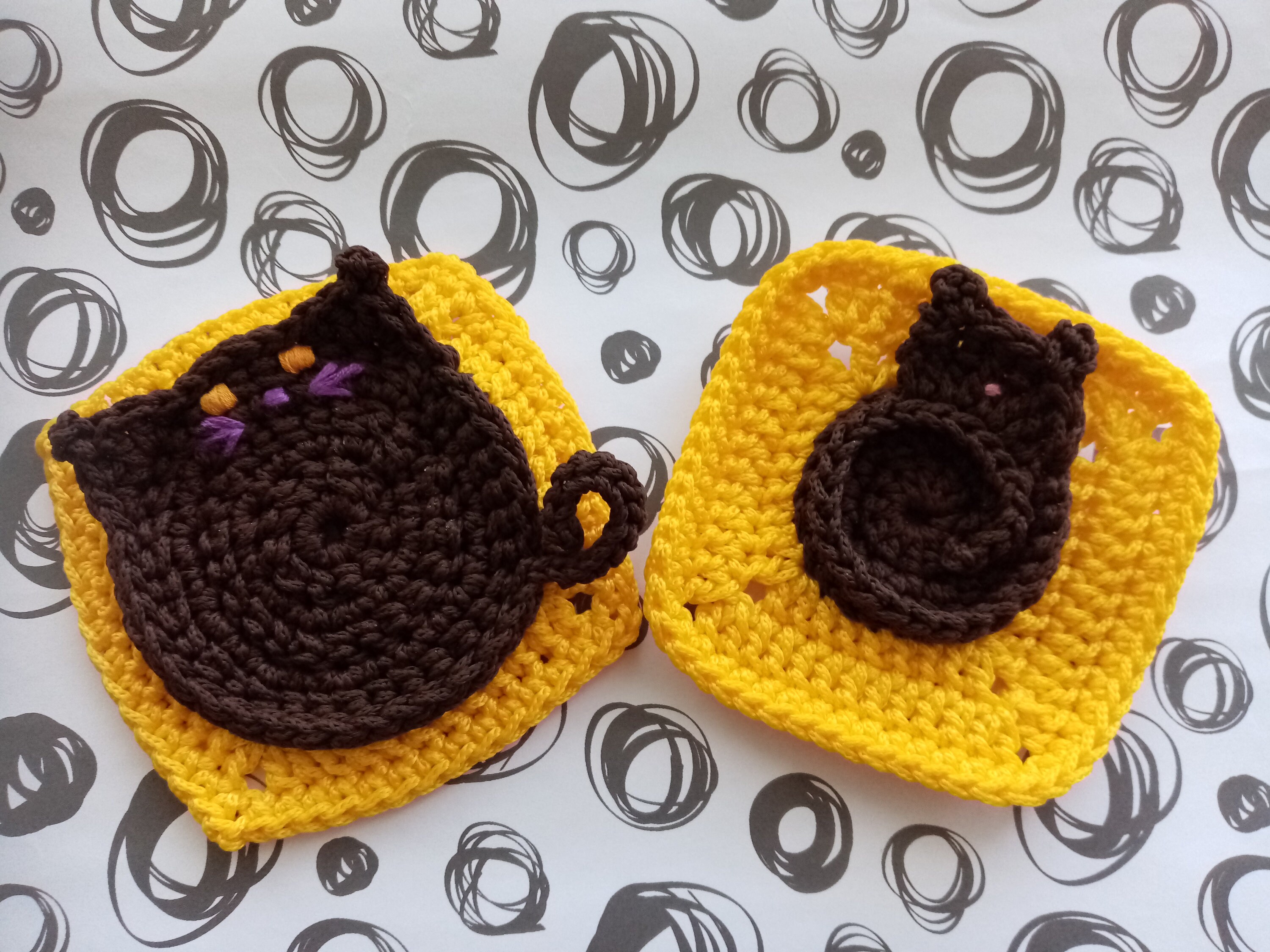 CROCHET PATTERN Set of 2 cat granny squares Granny square Etsy