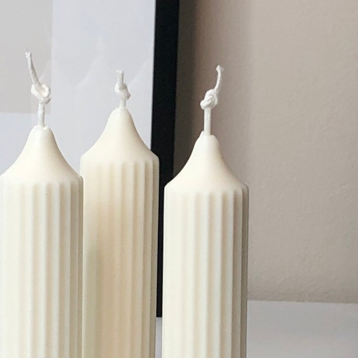 Ribbed Pillar Candle Soy wax candle Etsy