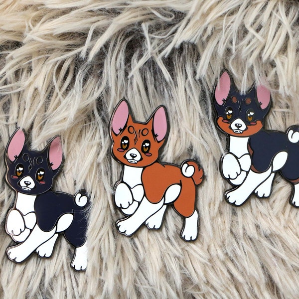 Broche en émail dur Basenji - Insigne de broche Chibi mignon