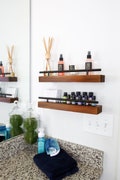 Floating Shelf Spice Rack - 2 SHELVES - Kitchen & Bathroom Wall Mounted Organizer For Spices, Essential Oils - Rustic Wood Hanging Shelving