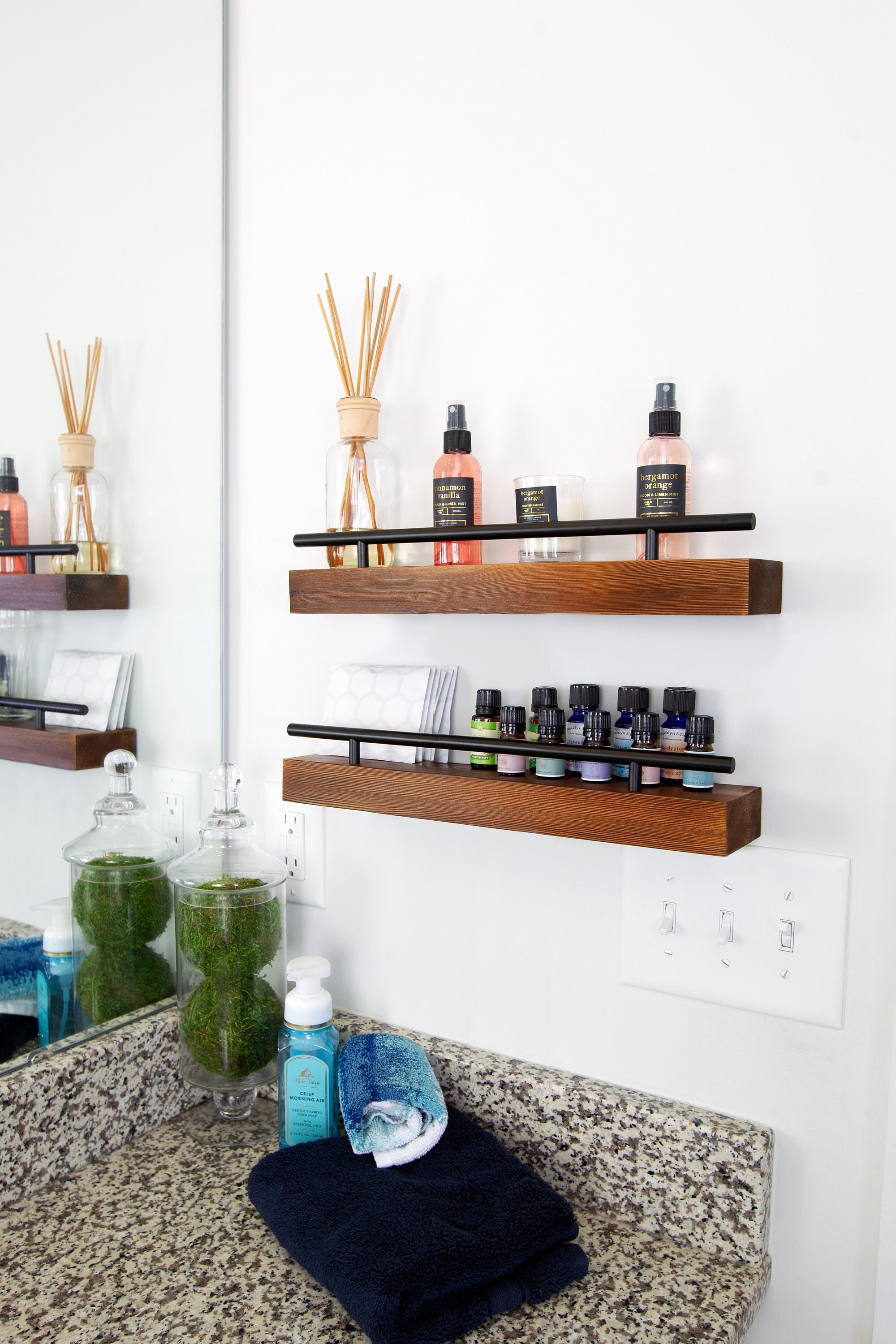 Floating Shelf Spice Rack - 2 SHELVES - Kitchen & Bathroom