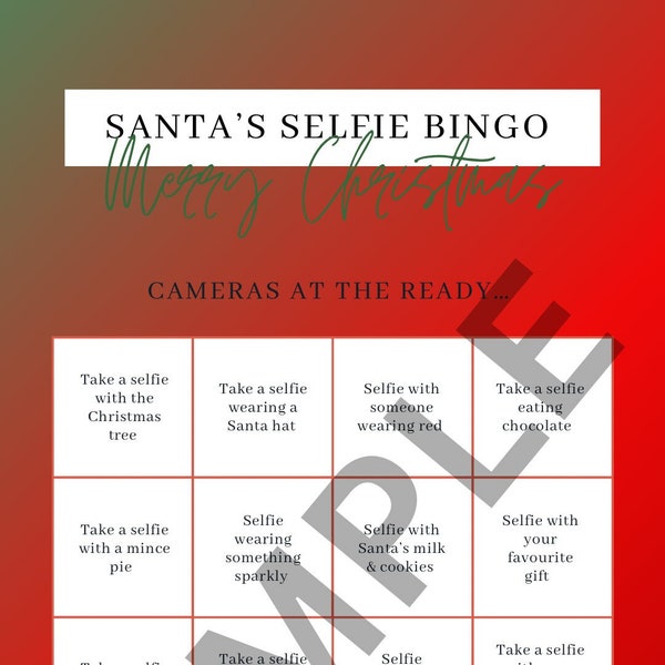Christmas Selfie Bingo Game Personalised